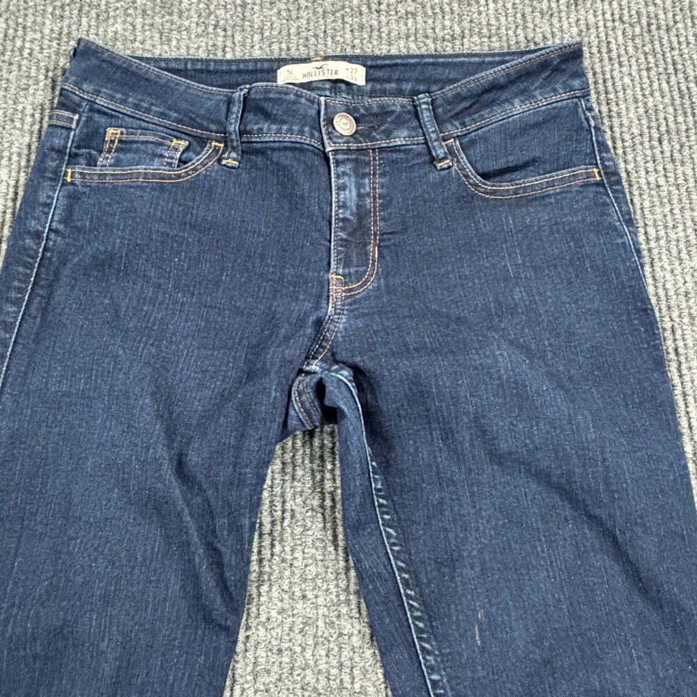 Hollister Skinny Jeans Women 5L Dark Blue Low Rise Long Inseam 32
